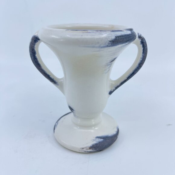 vintage royal haeger two handled white & gray ceramic bud vase - Picture 3 of 7